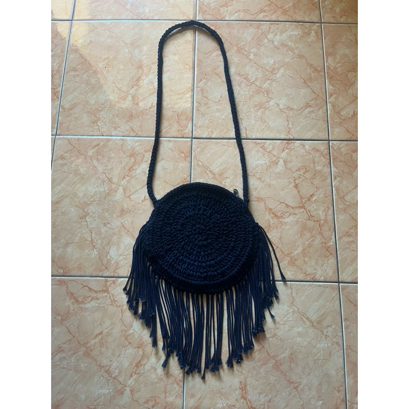 tas selempang tas etnik rumbai atau tas pantai rumbai