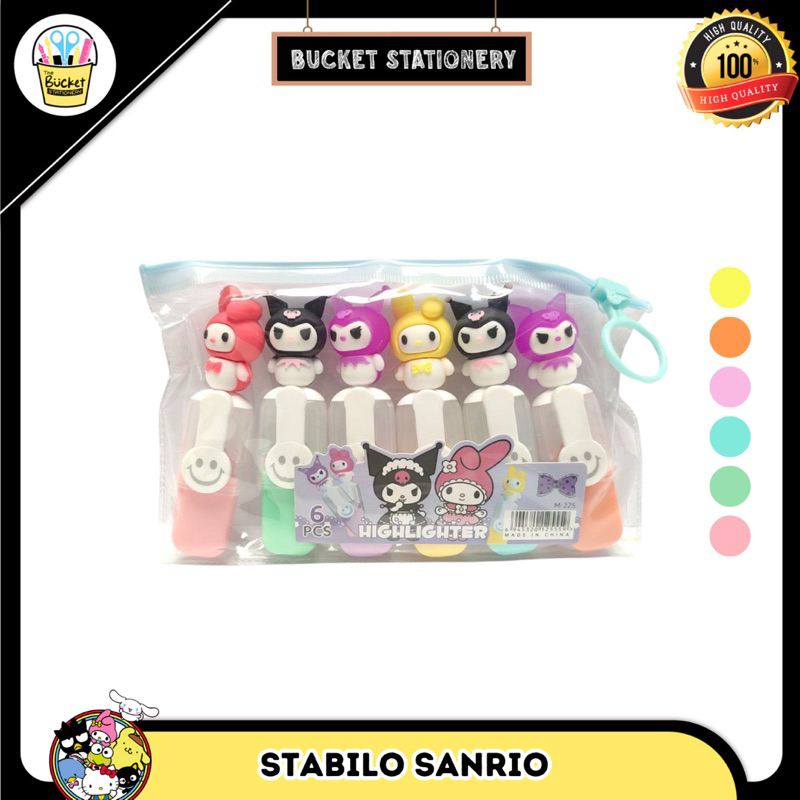 

sanrio stabilo 6 warna M225 mini highlighter 6colors per pack