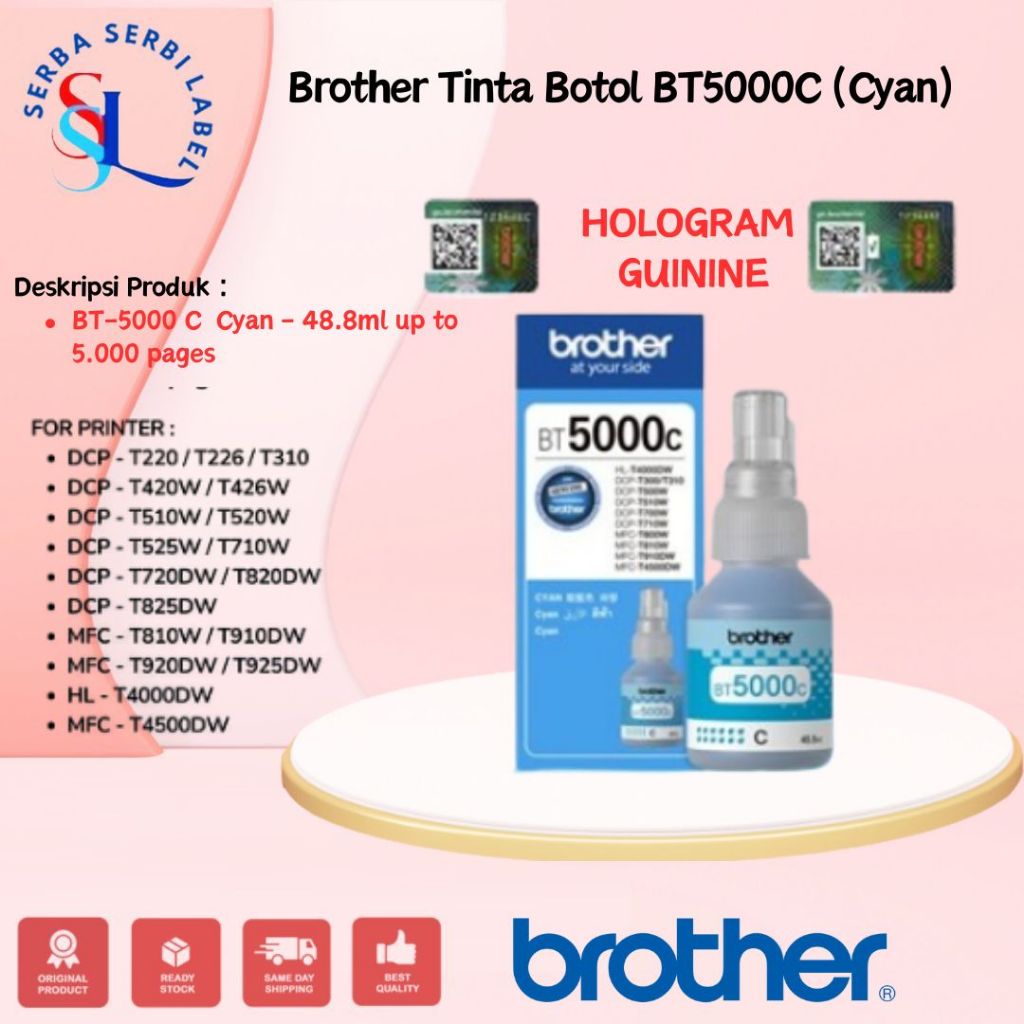 BROTHER Tinta BT-5000C | BT5000C | BT5000 C Original Cyan
