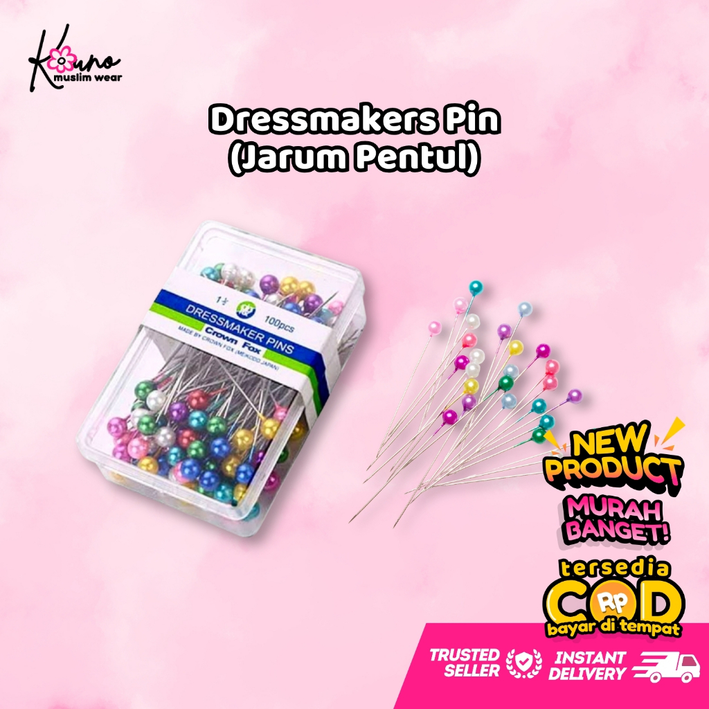 Jarum Pentul Kecil dan Besar Tidak Berkarat untuk Hijab / Jilbab | Dressmakers Pin / Pearl Beaded Pi