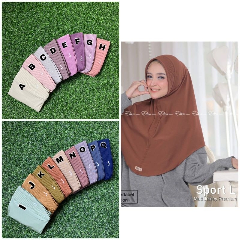 BERGO HIJAB ELTIN SPORT SIZE L / KERUDUNG HAMIDAH UKURAN L