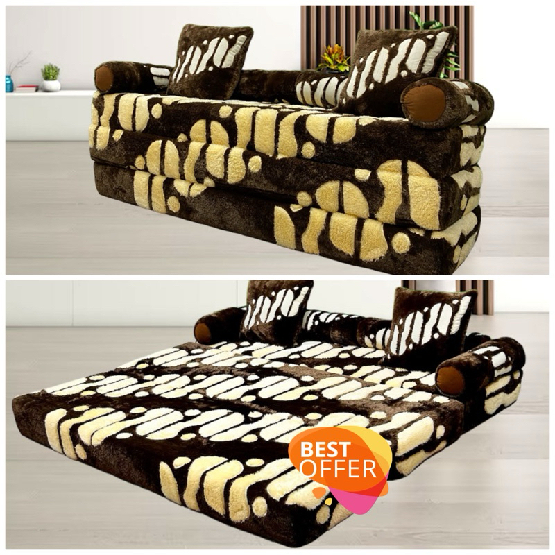 Sofa Lipat Jumbo 200x200x20cm / Sofabed Inoac Bulu Rasfur / Kasur Lipat Karakter Premium
