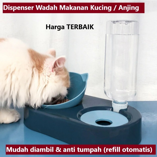 Dispenser Tempat Makan Minum Kucing Anjing Otomatis Anti Tumpah