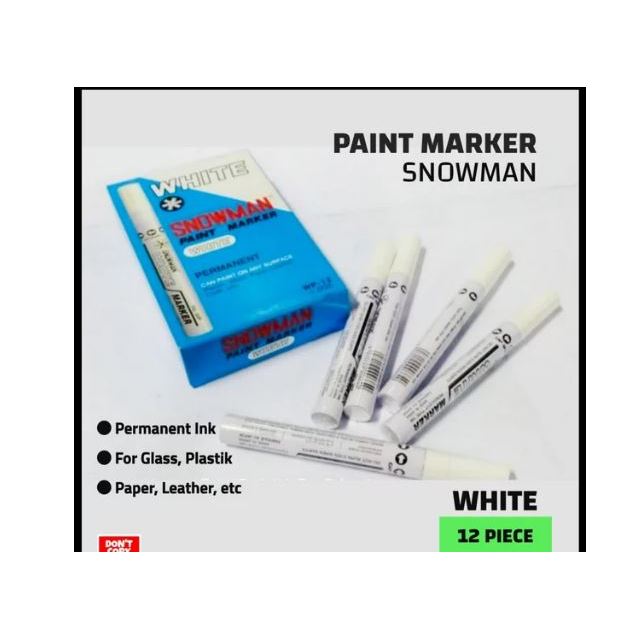 

SPIDOL PERMANENT PAINT MARKER SNOWMAN PUTIH isi 12 PCS