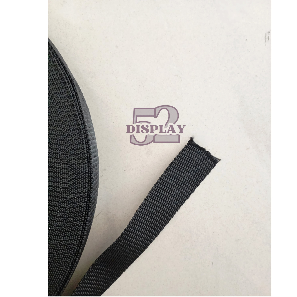 Tali Webbing Warna Hitam 2 cm | Bisban Pelipit 2 cm| Bisban Sapit |Webbing Strap Tas | Tali Webbing 