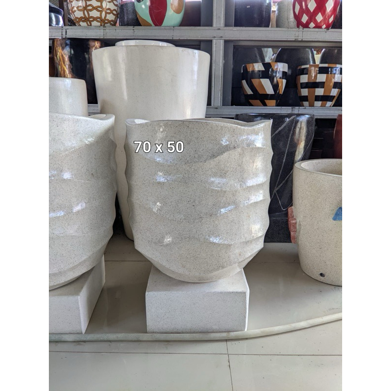 pot teraso pot blong senayan ulir putih glossy plusongkos