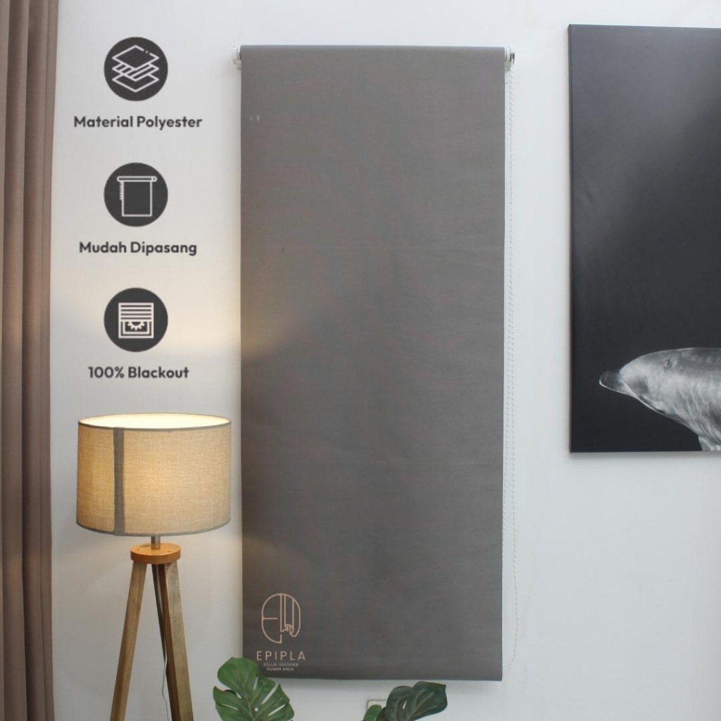 EPIPLA-Roller Blind Tirai Gulung Blackout Lebar 50 55 60 65 70 x 180 Tirai Jendela Kamar Jendela  Mi