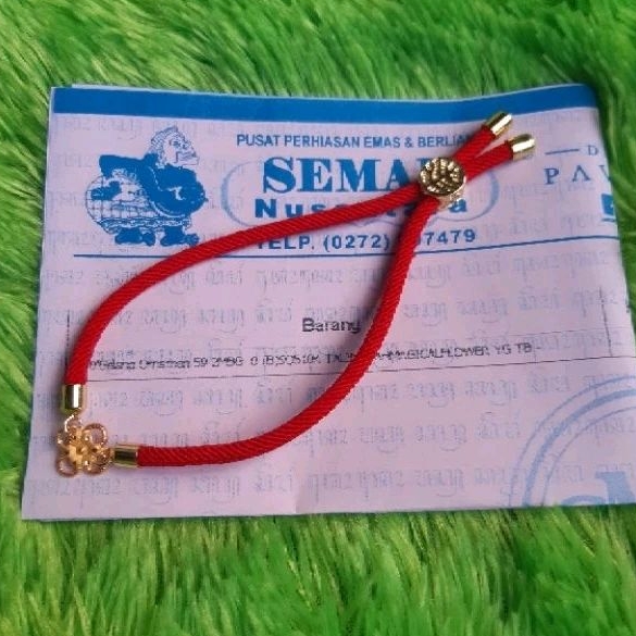 Gelang Tali Serut Lilit Merah Bunga Dop Semar Nusantara