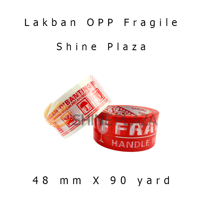

Lakban OPP Tape Fragile Merah Putih 48mm x 90 Yard - Solasi Jangan Dibanting 2 Inch Tebal Murah Lengket