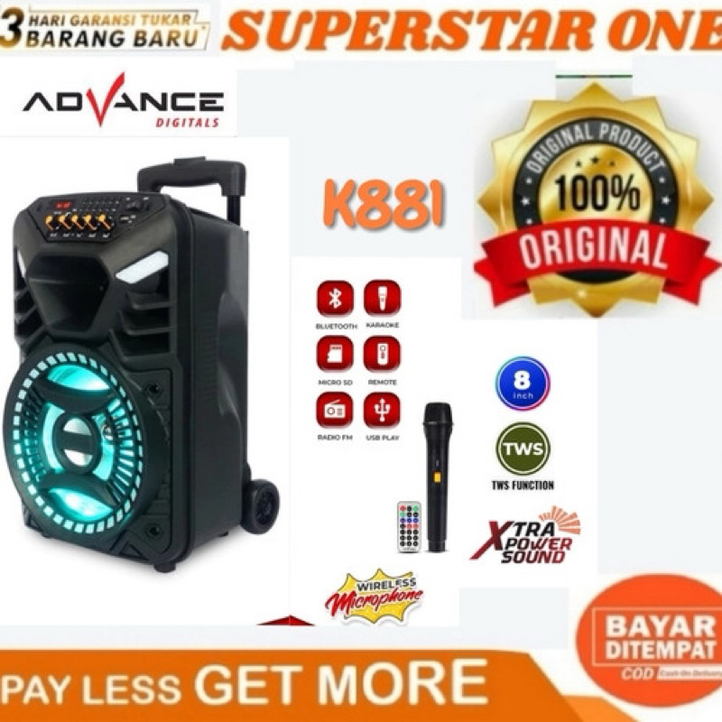 Advance speaker aktif bluetooth k881 free wireless microphone