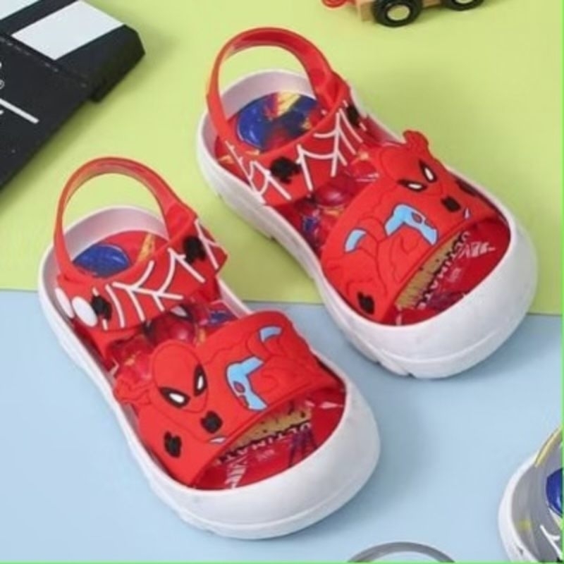 SANDAL /SELOP ANAK LAKI-LAKI KARAKTER SPIDERMAN JELLY RINGAN LENTUR