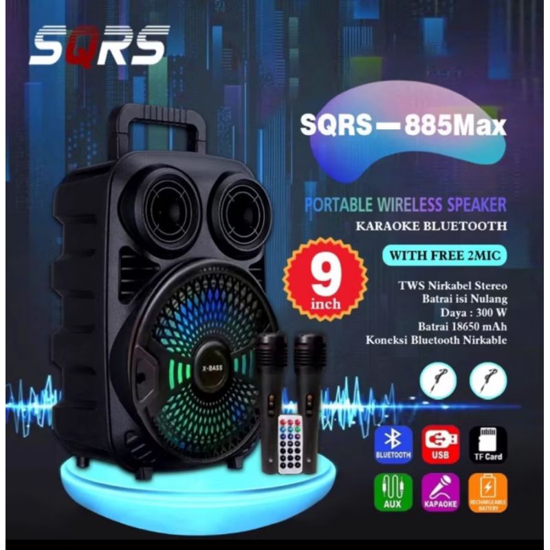 Speaker Bloutooth Karaoke Siap Duet, Salon Bloutooth SQRS Double Microphone
