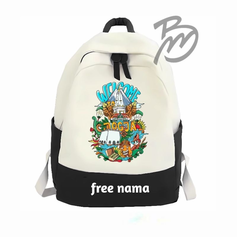 tas ransel anak sekolah TK SD SMP SMA tas ransel backpack pria/wanita motif welcome to Jogja premium