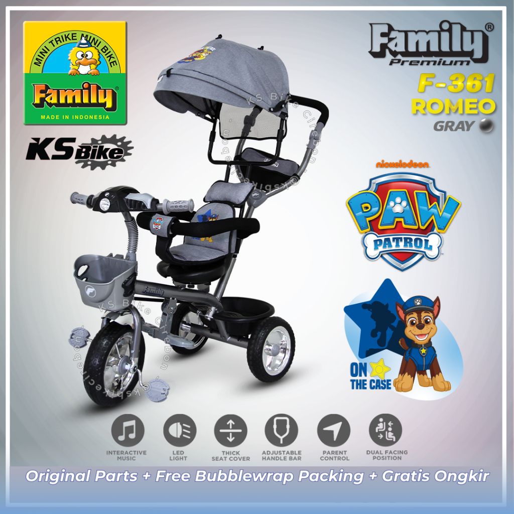 Sepeda Roda Tiga Tricycle Family Stroller Anak Bayi Balita Laki Laki Perempuan Sepeda Tongkat Dorong