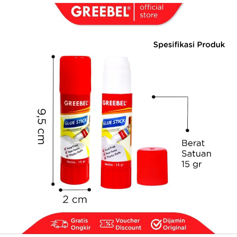 

GLUE STICK GREEBEL 15G | LEM KERTAS GREEBEL | LEM PUTAR