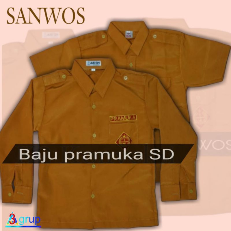 BAJU PRAMUKA SD/SERAGAM SEKOLAH/SERAGAM PRAMUKA SD BAHAN SANWOS KELAS 1 SAMPAI KELAS 6