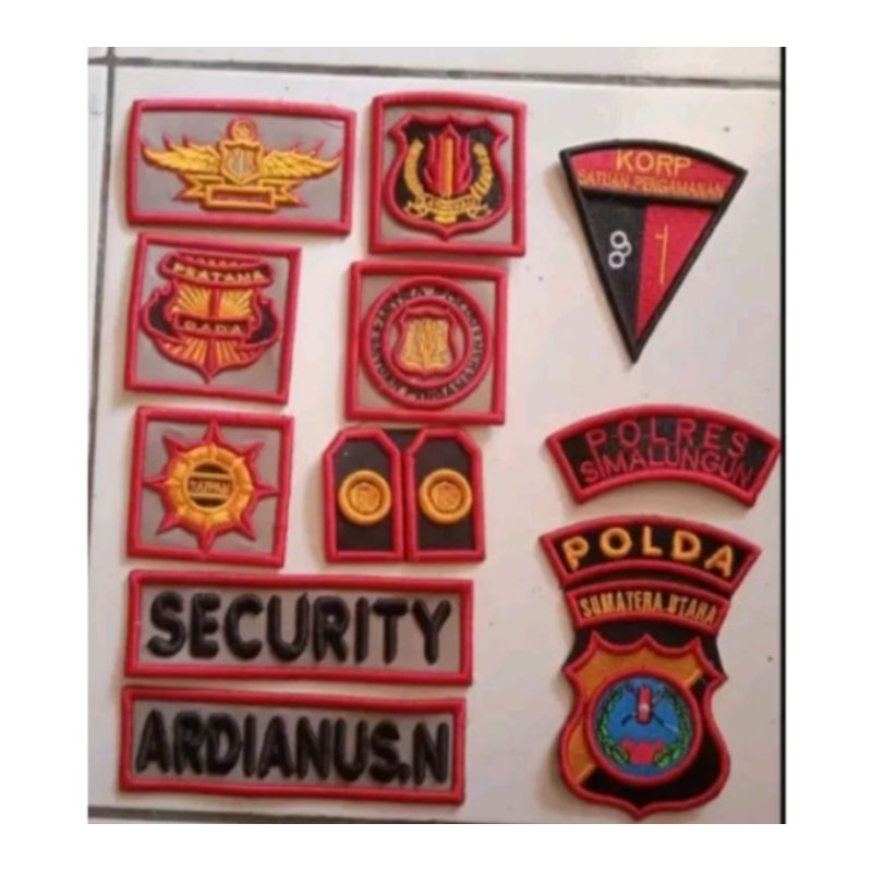 Atribut satpam terbaru.bordir logo satpam lengkap.