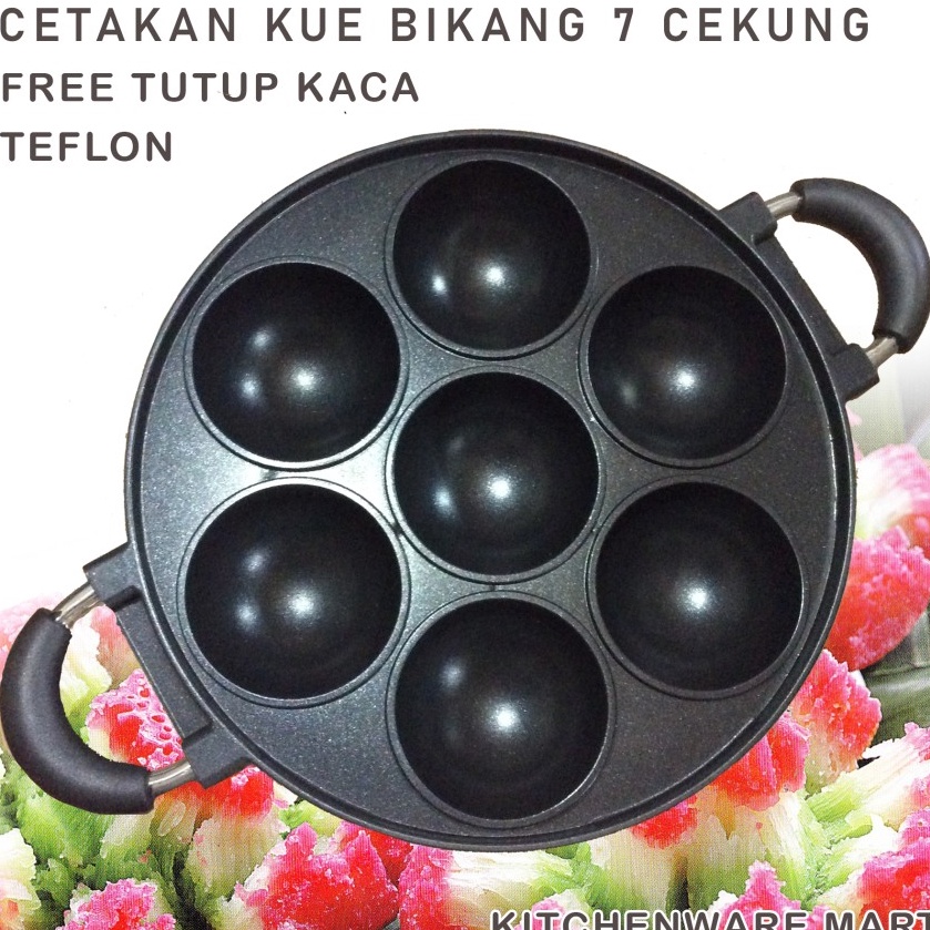 CUCIGUDANG Cetakan Kue Bikang Teflon 7 Cekung Apem Lumpur Bikang  Cetakan Kue Apem 7 Lubang CEKUNG  