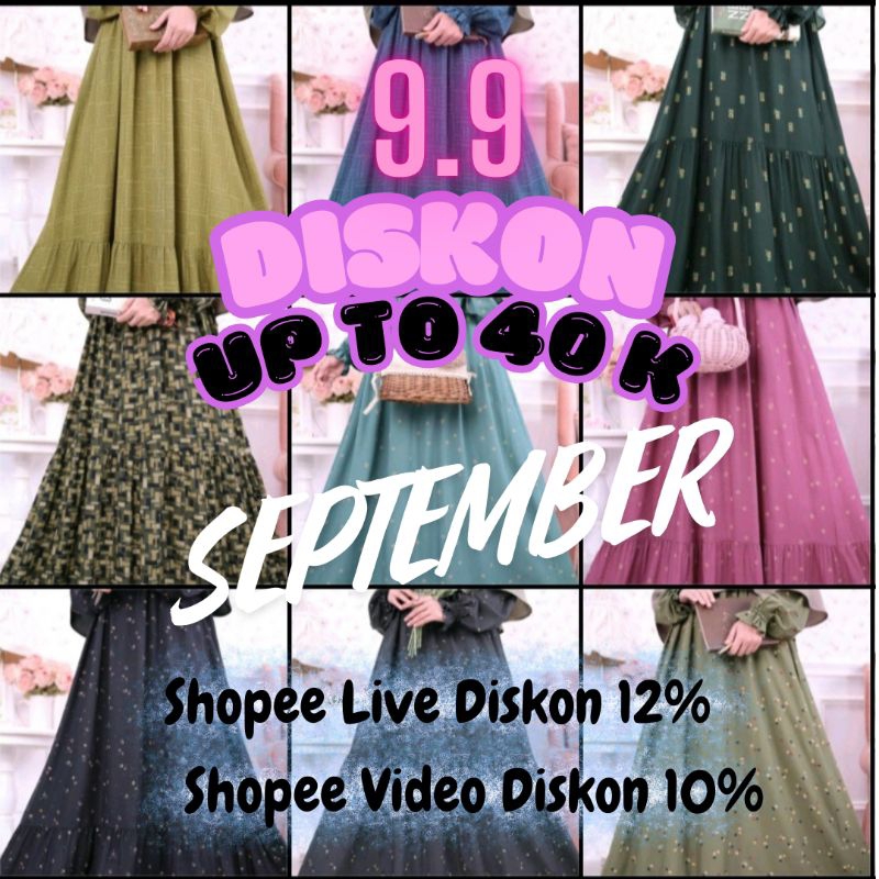 GAMIS DITSY EDISI SEPTEMBER (Cat Sage, Cat Maroon, Vonee Denim, Calais Pink, Calais Green, Percy Ony