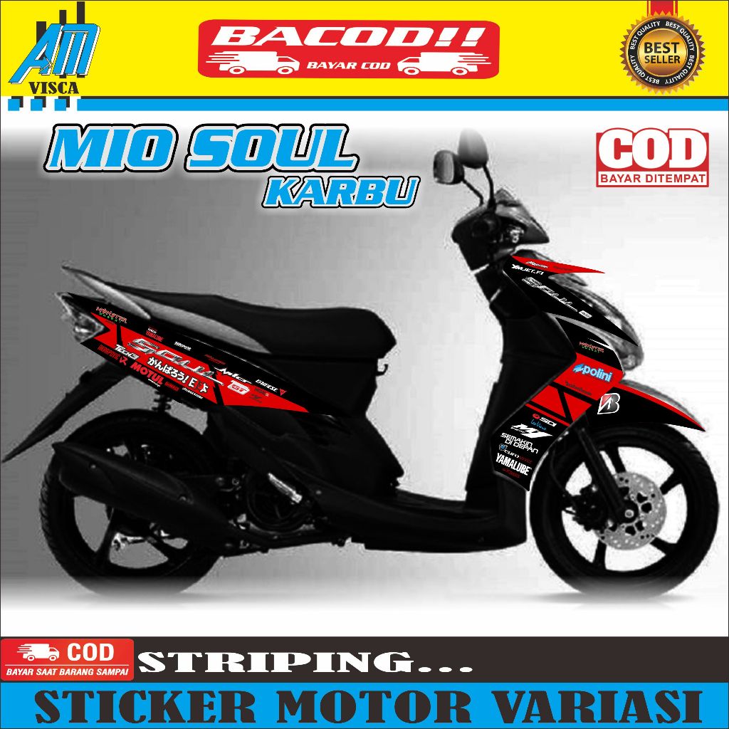 Striping Mio Soul Karbu | Stiker Mio Soul Karbu | Sticker Mio Soul Karbu Variasi Desain TECH