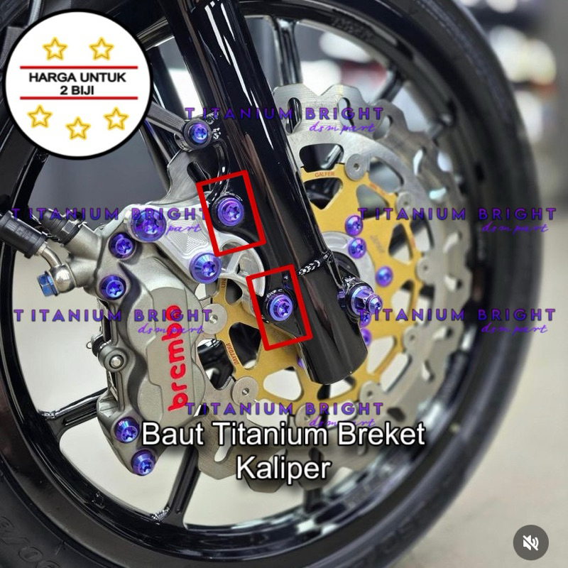 Baut Breket Kaliper Rx king Fizr 125z Jupiter Mxking Titanium GR5 (2biji)