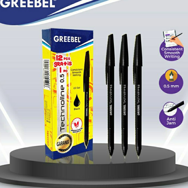 

PROMO BESAR Pulpen 1 pack Technoline Greebel 5 mm 12pcs Gratis 1