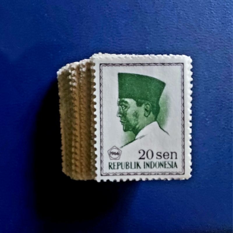 Perangko Indonesia SERI SOEKARNO 20 Sen ORIGINAL ASLI Kartu Pos Jadul