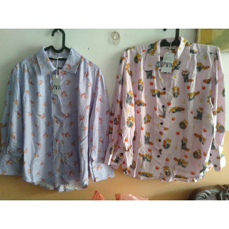 kemeja zara wanita lengan panjang