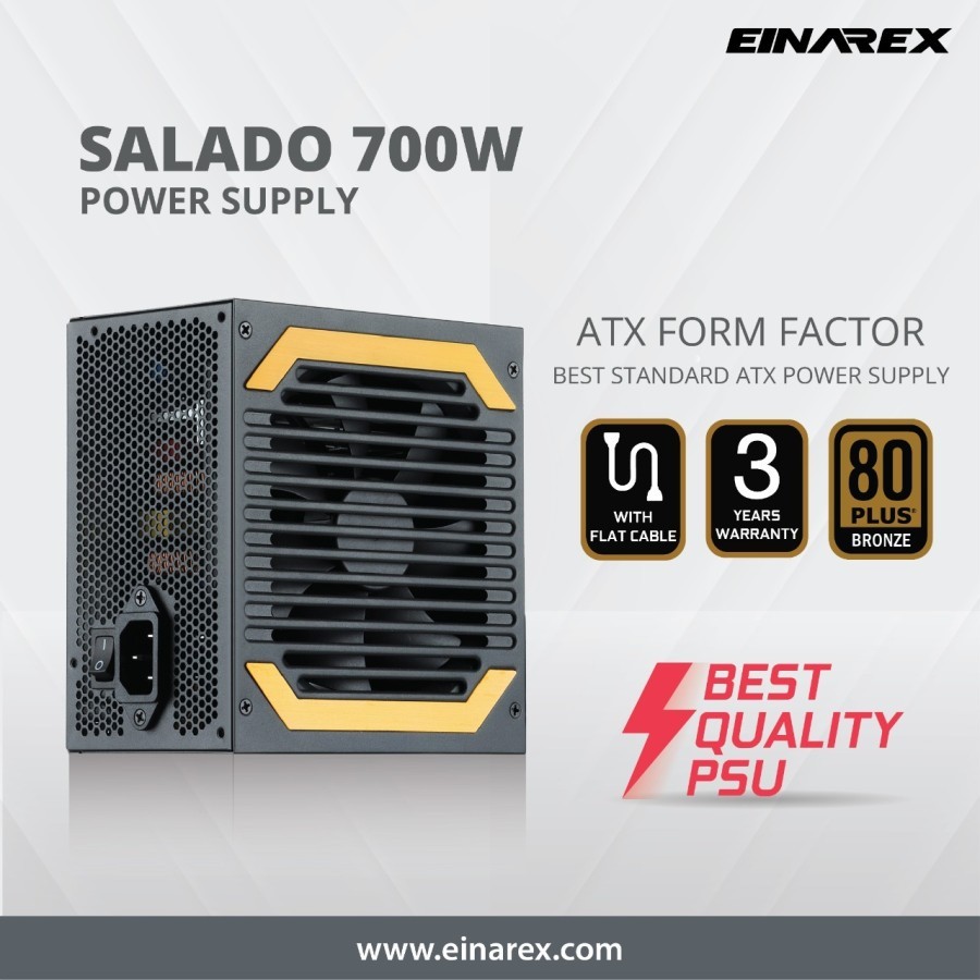 Power Supply PSU Einarex Salado 700w 700 watt 80+ Bronze with Flat Cable