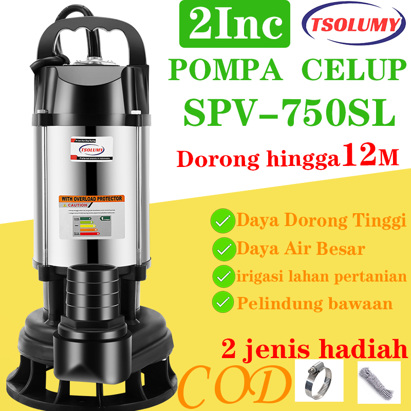 Pompa Celup Air Kotor750W sewage pump 2inch Mesin Pompa Air Murah pompa submersible limbah TSOLUMY p