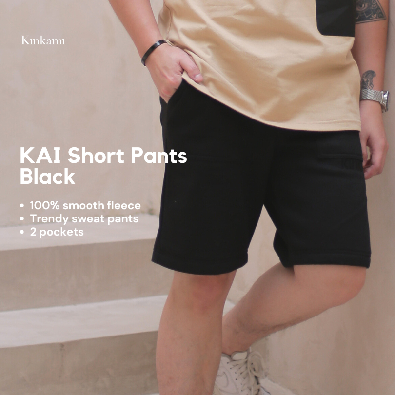 Celana Pendek Pria Santai Bordir | KAI Black by KINKAMI