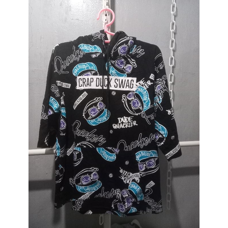Kaos AOP beonesoul fullprint lengan 3/4 berhoodie second masih seperti baru