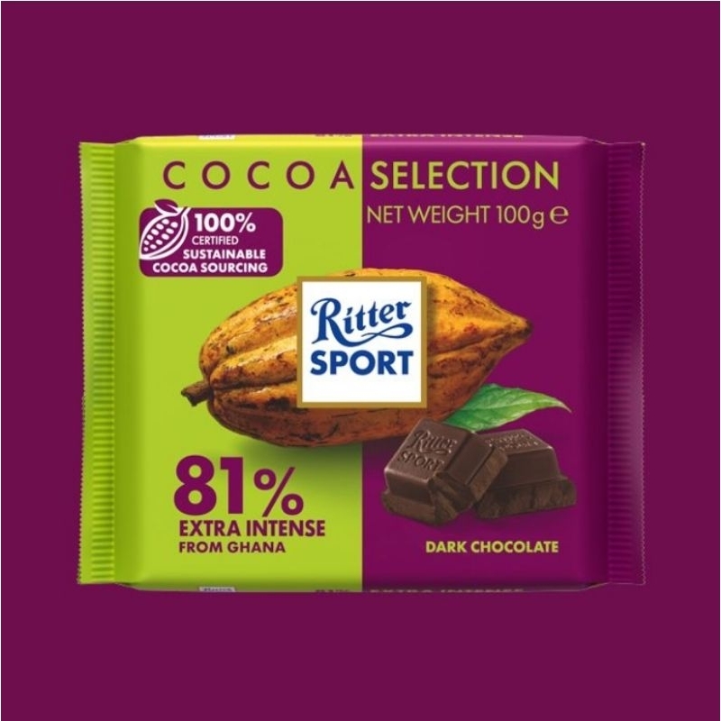 

Ritter Sport | 81% DARK CHOCOLATE Extra Intense From GHANA - 100gr | COKELAT