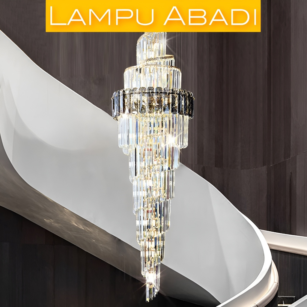 Lampu ABADI Lampu Gantung Hias Tangga Mewah Super Modern Lampu Gantung Kristal Lampu Gantung Besar