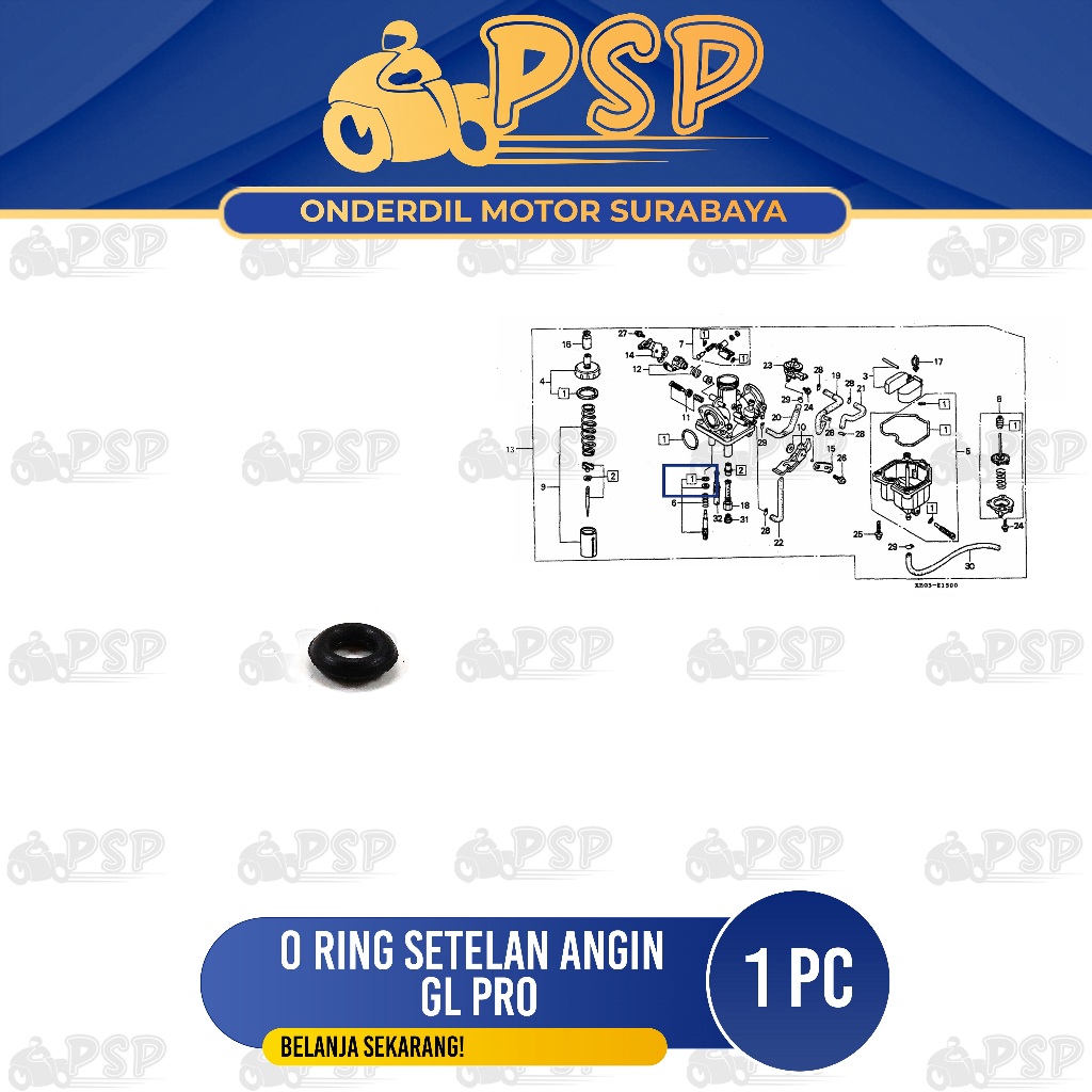 Oring Setelan Angin GL Pro - O Ring Karet Seal Setelan Angin Karburator Honda GL 100 Megapro Tiger