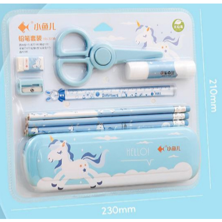 

Set Alat Tulis Siswa Kartun Anak-anak 7 Buah Set Penghapus Pensil Rautan Pensil Kotak Pensil Penggaris