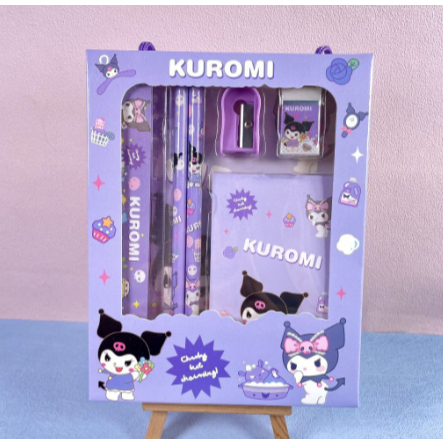 

PENSIL SET SANRIO KUROMI CHINAMOROL MELODY - SET ALAT TULIS 6 IN 1 MOTIF SANRIO ATK Set Kuromi and Friends Alat Tulis