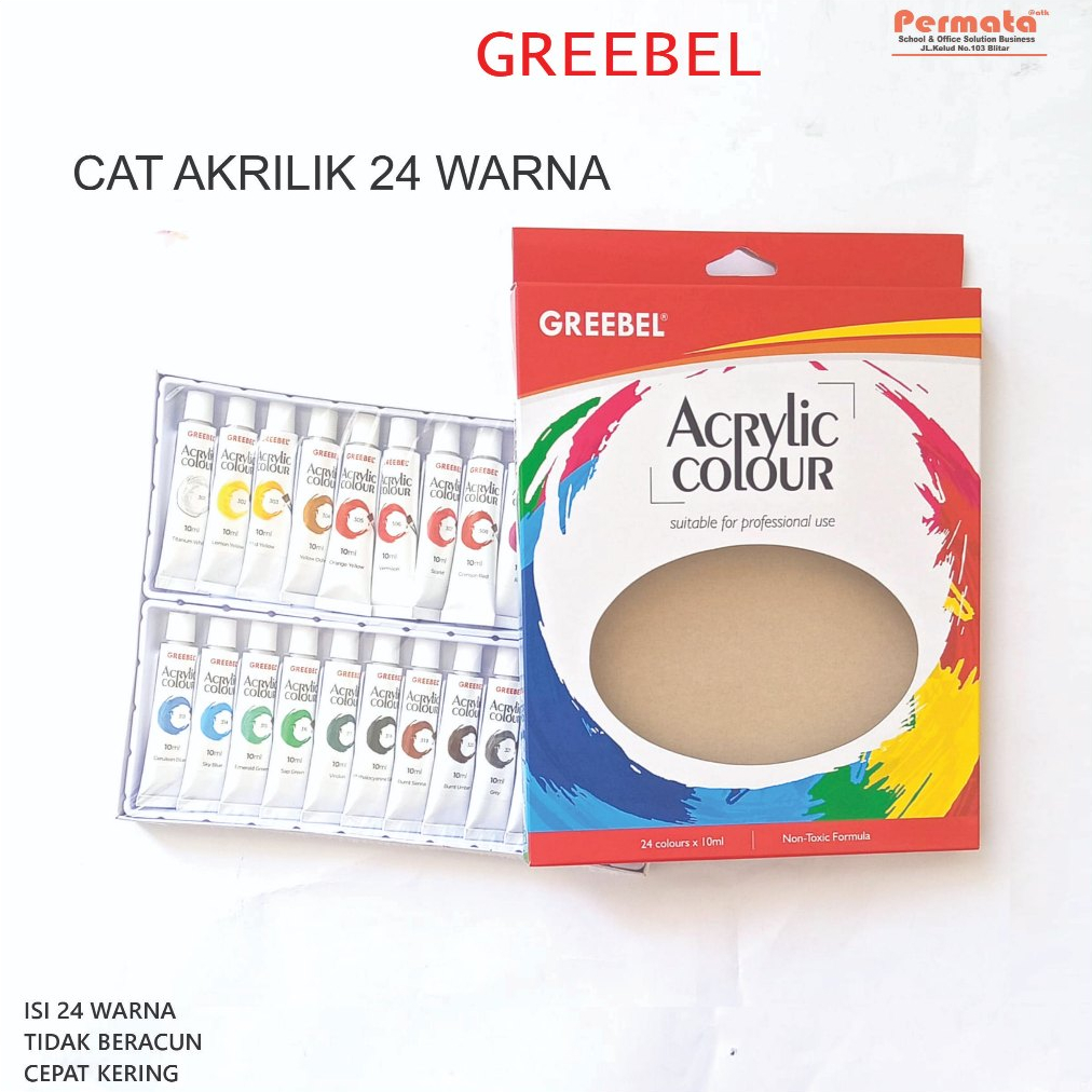 

GREEBEL Cat Akrilik 24 Colour/ Acrylic Colour / Acrylic Paint 10ml 24 Warna