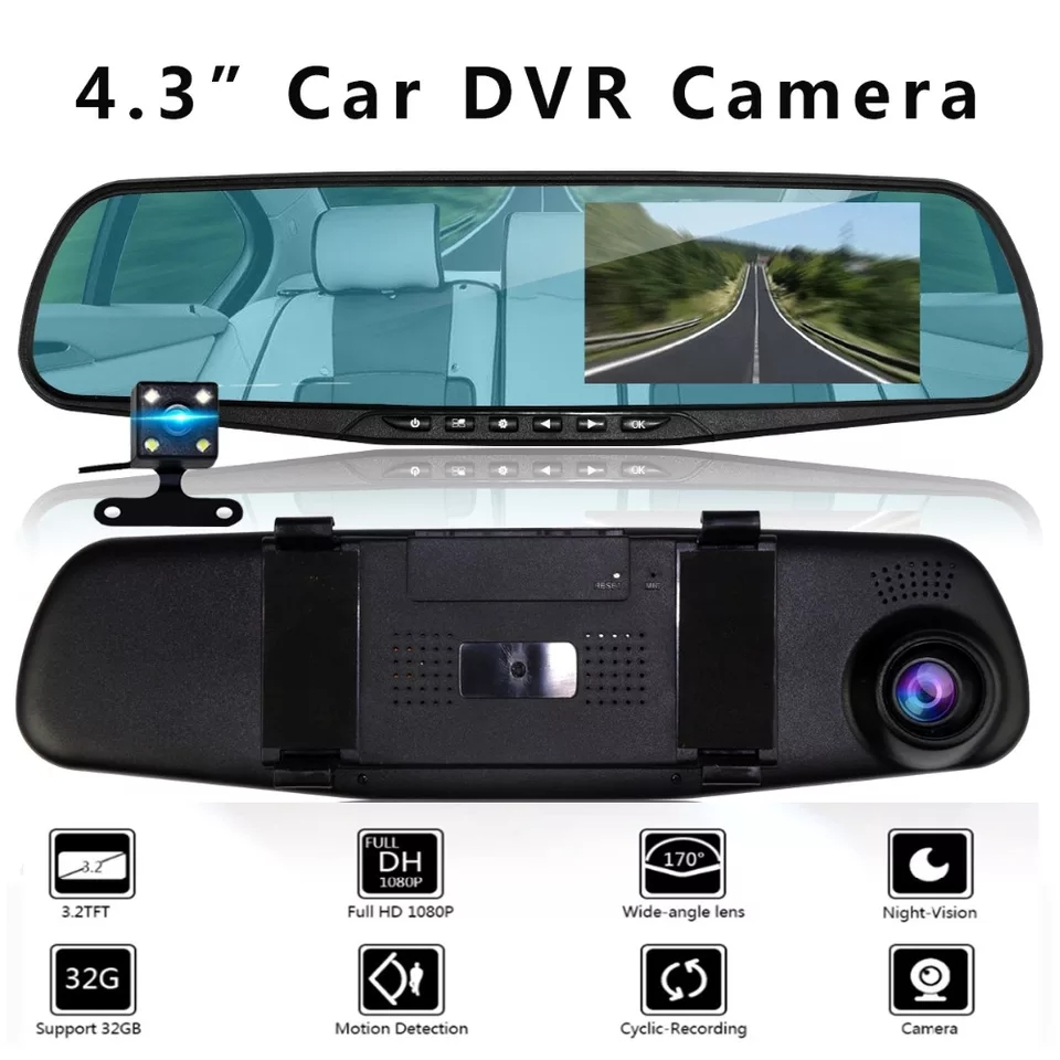 MH - Kamera Mobil Kaca Spion 2 Kamera - Dvr Mobil Kaca Spion KMS02