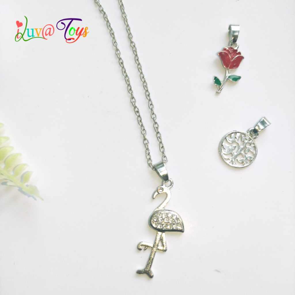 PERHIASAN SATU SET KALUNG ANTING TITANIUM / KALUNG ANGSA / KALUNG ROSE 7741 TERMURAH
