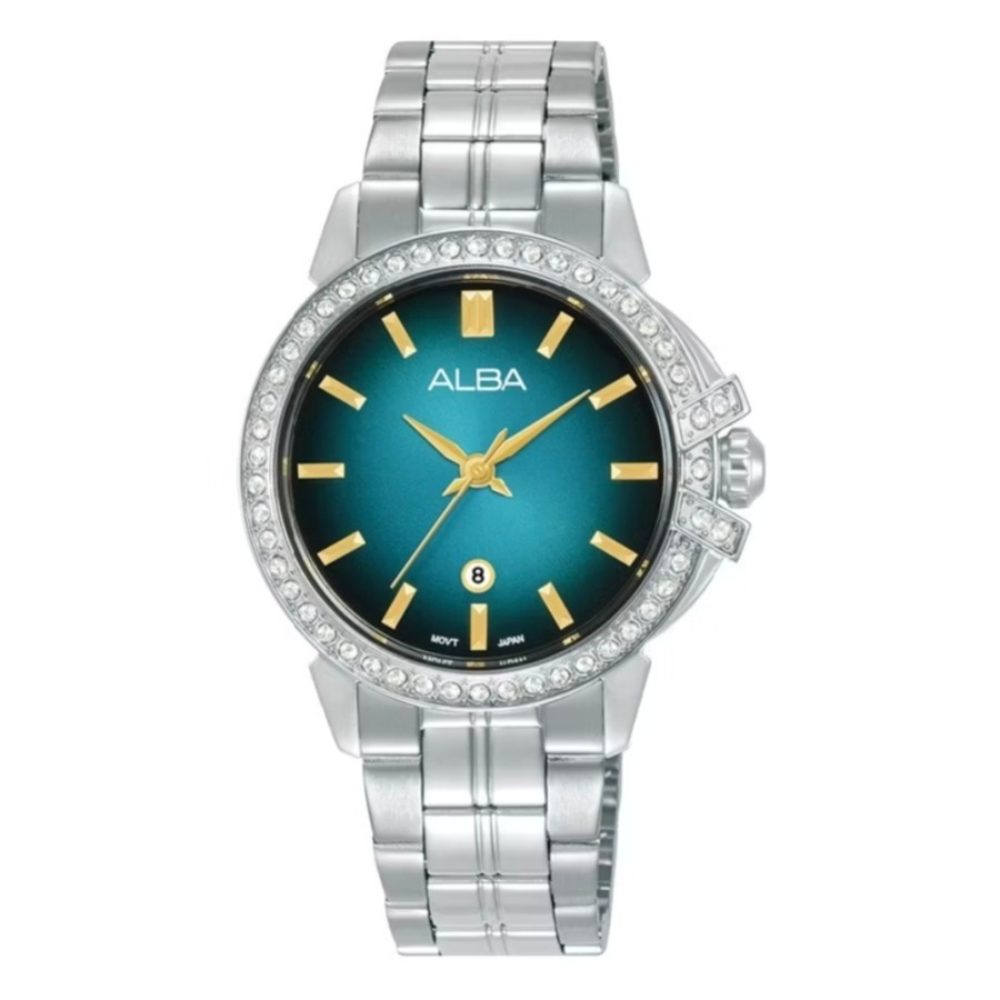 Alba Wanita AH7CX7 Quartz Green Gradient Dial Stainless Steel