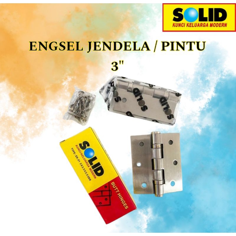 Engsel Solid 3 inch / Engsel Jendela 3" / engsel pintu merk solid 3in