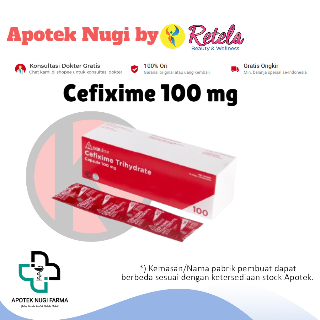 Cefixime 100 mg Box 100 Kapsul / Infeksi Kantung Kemih / Gonore / Antibiotik