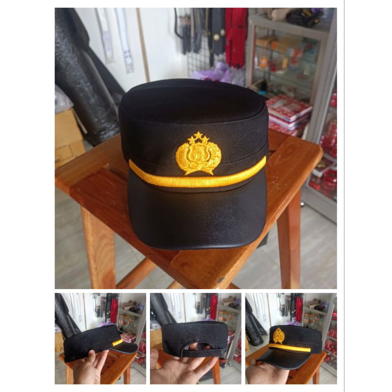 jual TOPI KOMANDO POLRI PAMA LIDAH KULIT PREMIUM |TERBARU | TOPI KOMANDO PAMA POLRI