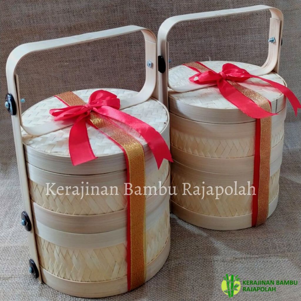 Tenong Bambu Susun Anyaman Tikar/Rantang Bambu Susun Packaging Hampers Catering