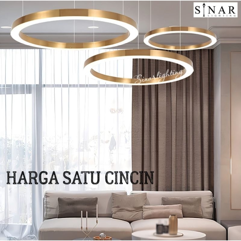 Lampu gantung tunggal Cincin diameter 40/60/80/100/120 cm Gold antik LED D10001