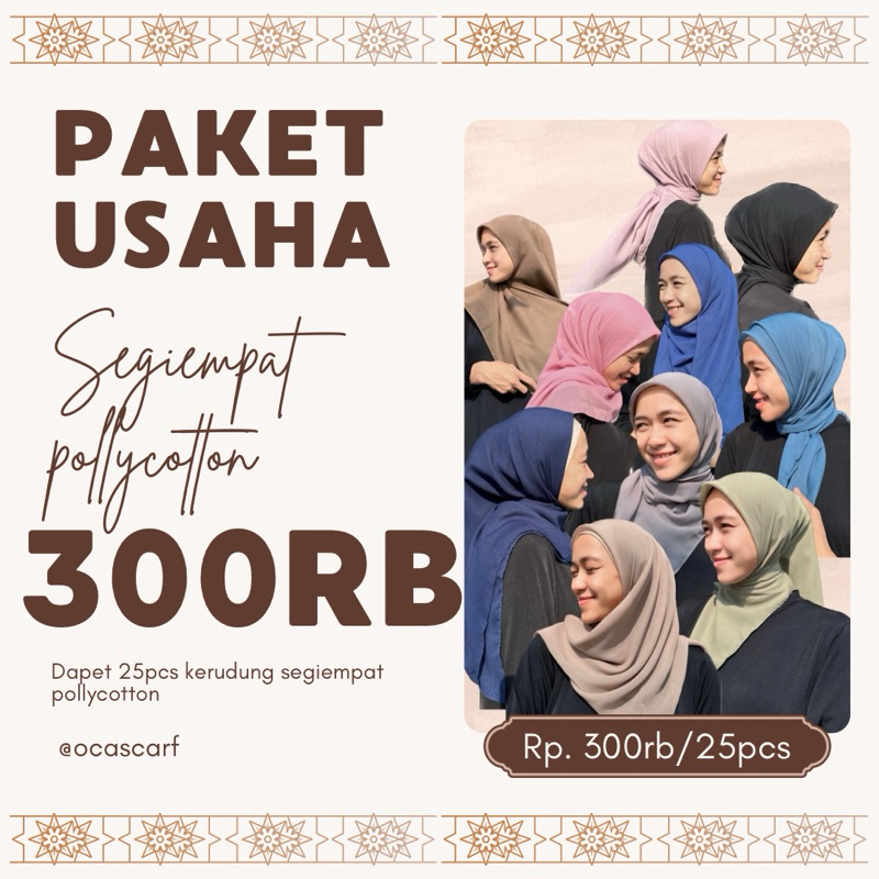Paket Usaha Hijab//Reseller Hijab//Segiempat Polos//Paris Jepang//segiempat pollycotton//Paket Usaha