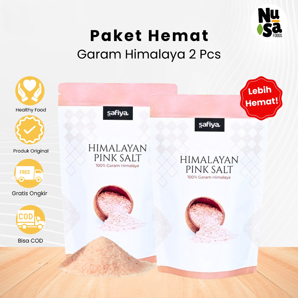 

[ Paket Hemat 2 Pcs ] Garam Himalaya 1 Kg Himalayan Original Pink Salt Safiya