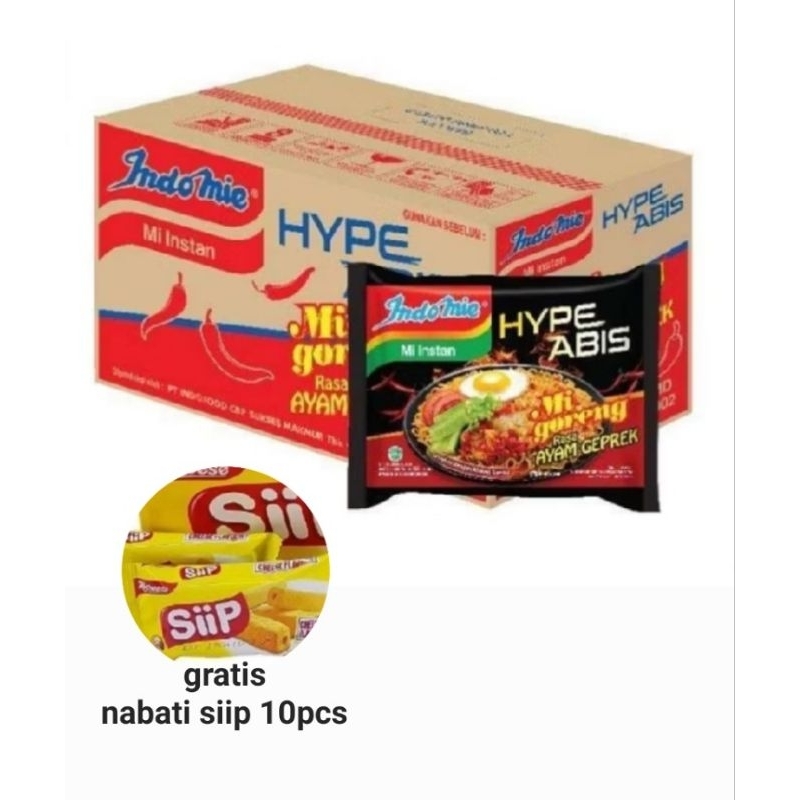 

1 dus indomie hype ayam geprek(40pcs) gratis nabati siip 10pcs