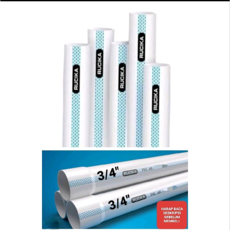 Pipa PVC Rucika AW 3/4" Inch Eceran Per Batang Panjang 100 cm
